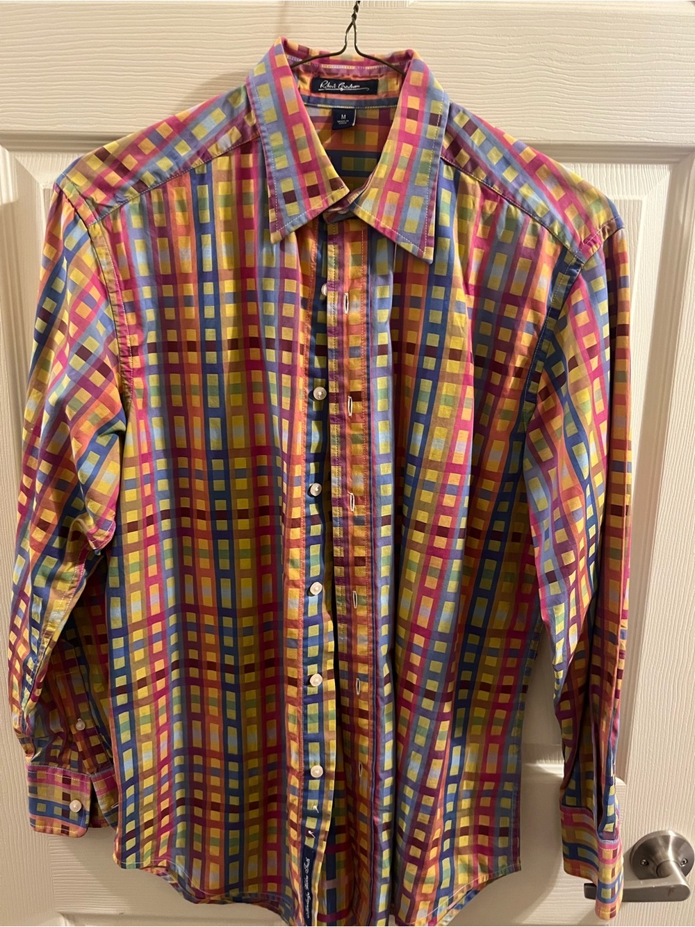 Robert Graham Multicolor Plaid Button-Down Shirt — Yellow Pink Blue Green